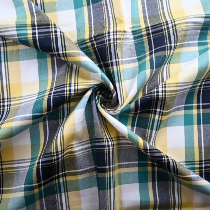 India Fabric for Shirt Yarn Dyed Check Synthetic Woven Fabric COTTON Check color buy from India wholesaler bulk order at wholesale price free worldwide shipping Alibaba
