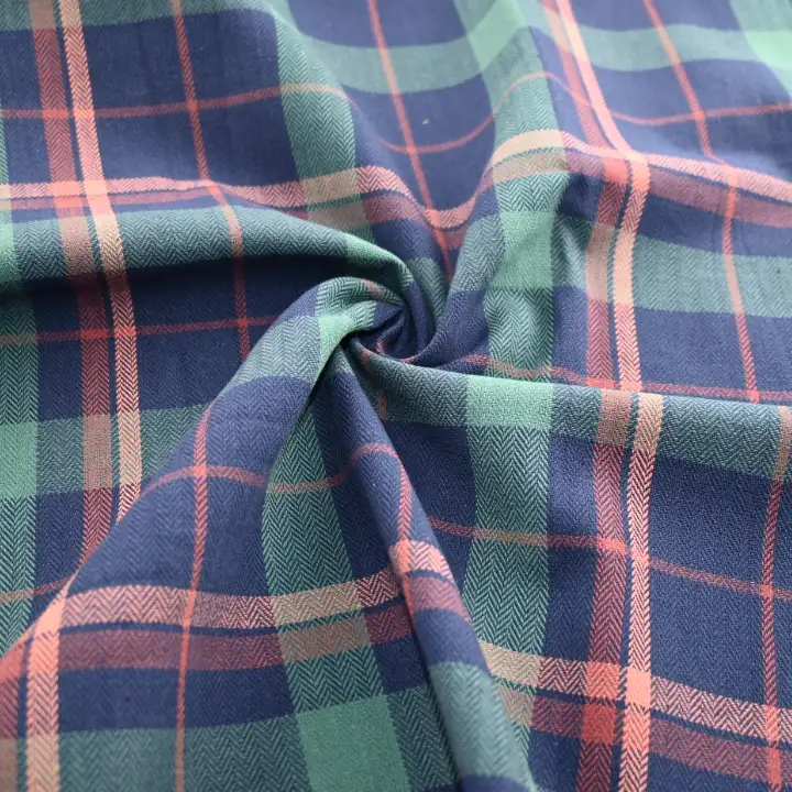 India Fabric for Shirt Yarn Dyed Check Synthetic Woven Fabric COTTON Green Check color buy from India wholesaler bulk order at wholesale price free worldwide shipping Alibaba