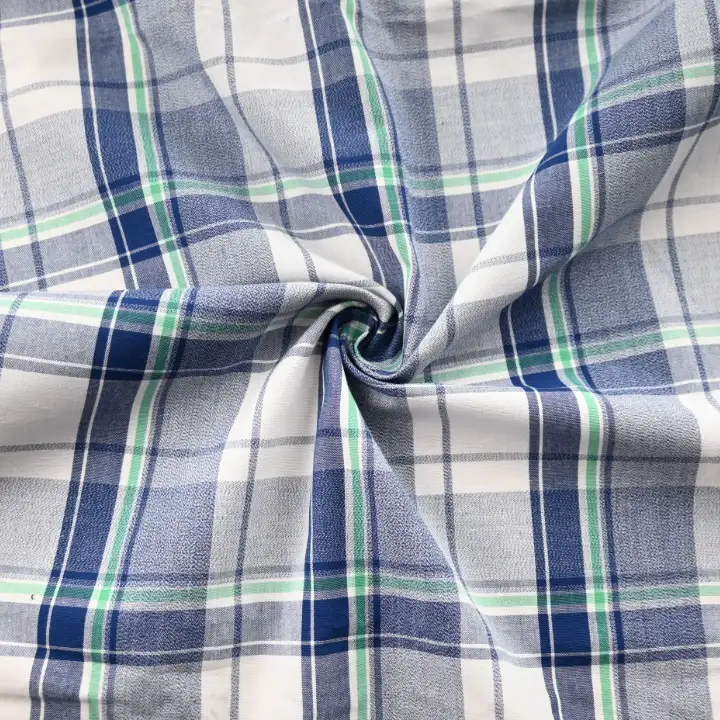 India Fabric for Shirt Cotton Plain Natural Woven Fabric COTTON Blue And White Check color buy from India wholesaler bulk order at wholesale price free worldwide shipping Alibaba
