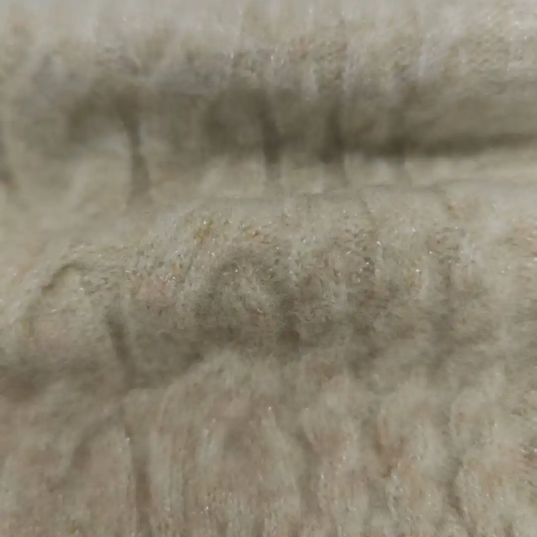 China Yarn for Crop Top,Hoodie,Open Cardigan (Sweater),Half-Zipper Cardigan (Sweater) Mossy Yarn Fancy Yarn Acrylic Nylon Polyester Metallic fiber Spandex Wool light brown color buy from China wholesaler bulk order at wholesale price free worldwide shipping Alibaba