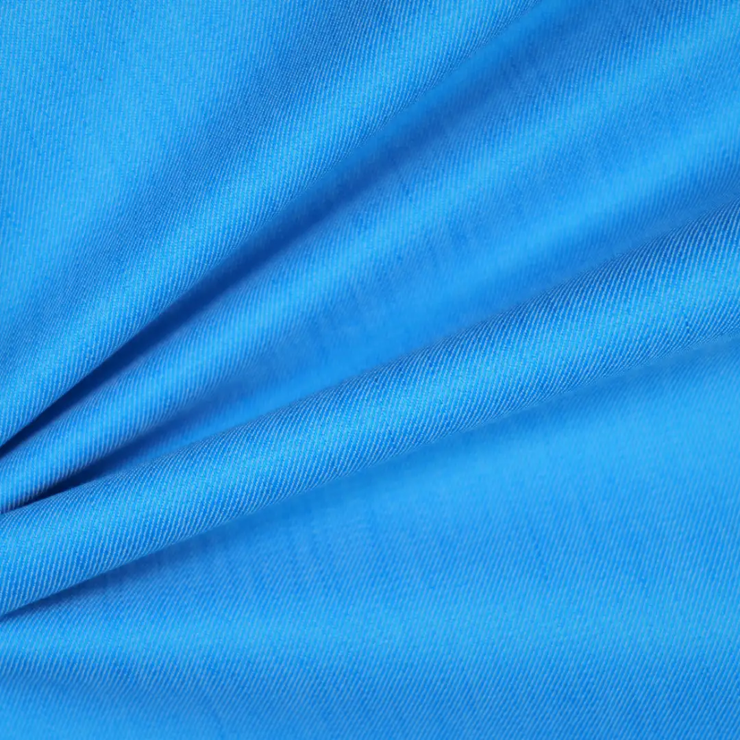 China Fabric for Shirt,Pants,Trench Coat TC Twill Woven Blended Fabric Cotton Polyester Elastane BLUE color buy from China wholesaler bulk order at wholesale price free worldwide shipping Alibaba