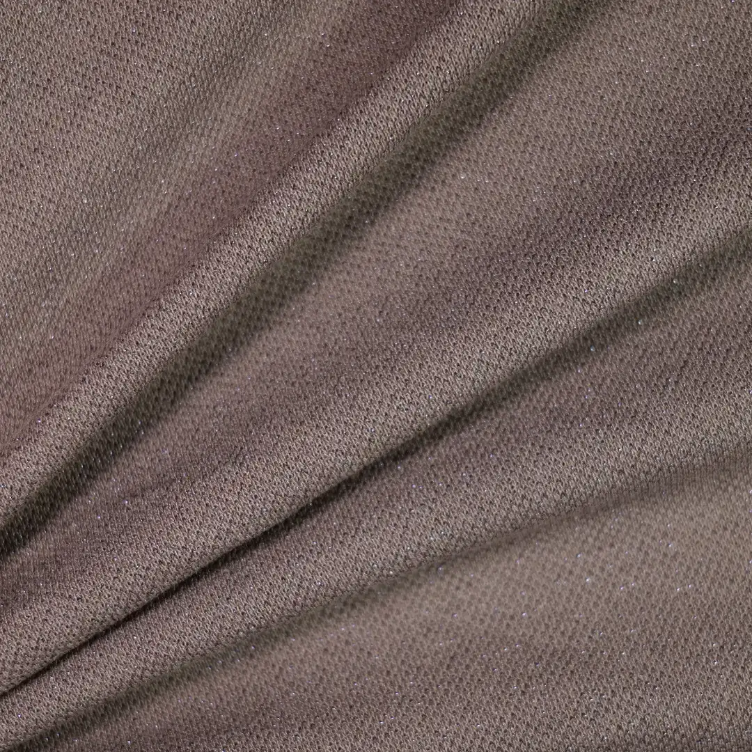 China Fabric for T-Shirt,Men’s Vest ,Strap Midi Dress Single Jersey Knit Fabric Rayon Polyester Lurex Brown color buy from China wholesaler bulk order at wholesale price free worldwide shipping Alibaba