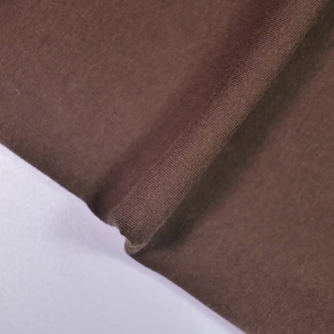 China Fabric for T-Shirt,Ladies Vest ,Backless Beach Dress,Strap Midi Dress Rib Knit Fabric Rayon Cotton Spandex Acrylic Wool dark coffee color buy from China wholesaler bulk order at wholesale price free worldwide shipping Alibaba
