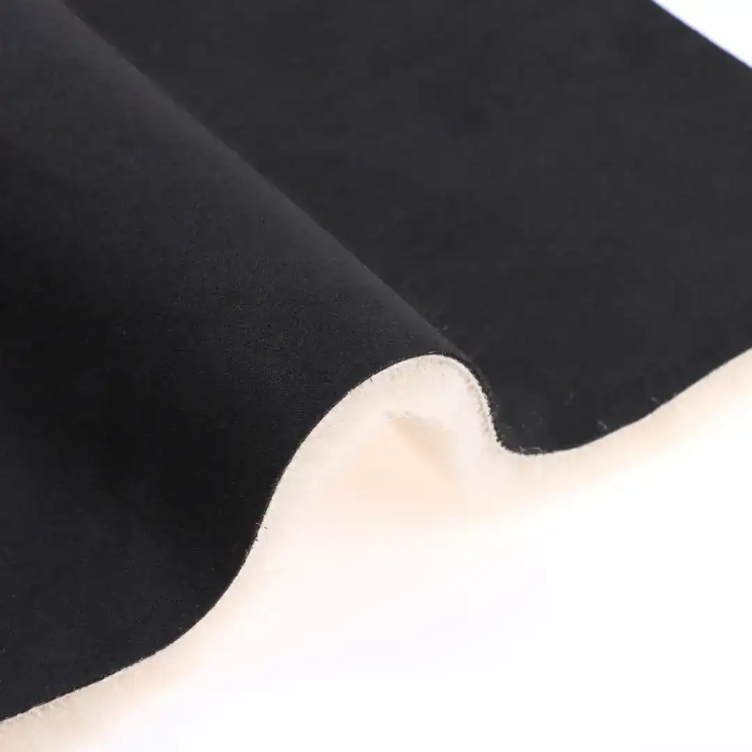 China Fabric for Pants,Suit Trouser,Skirt,Trench Coat,Overcoat,Suit Weft Suede Knit Fabric Polyester Spandex Black color buy from China wholesaler bulk order at wholesale price free worldwide shipping Alibaba