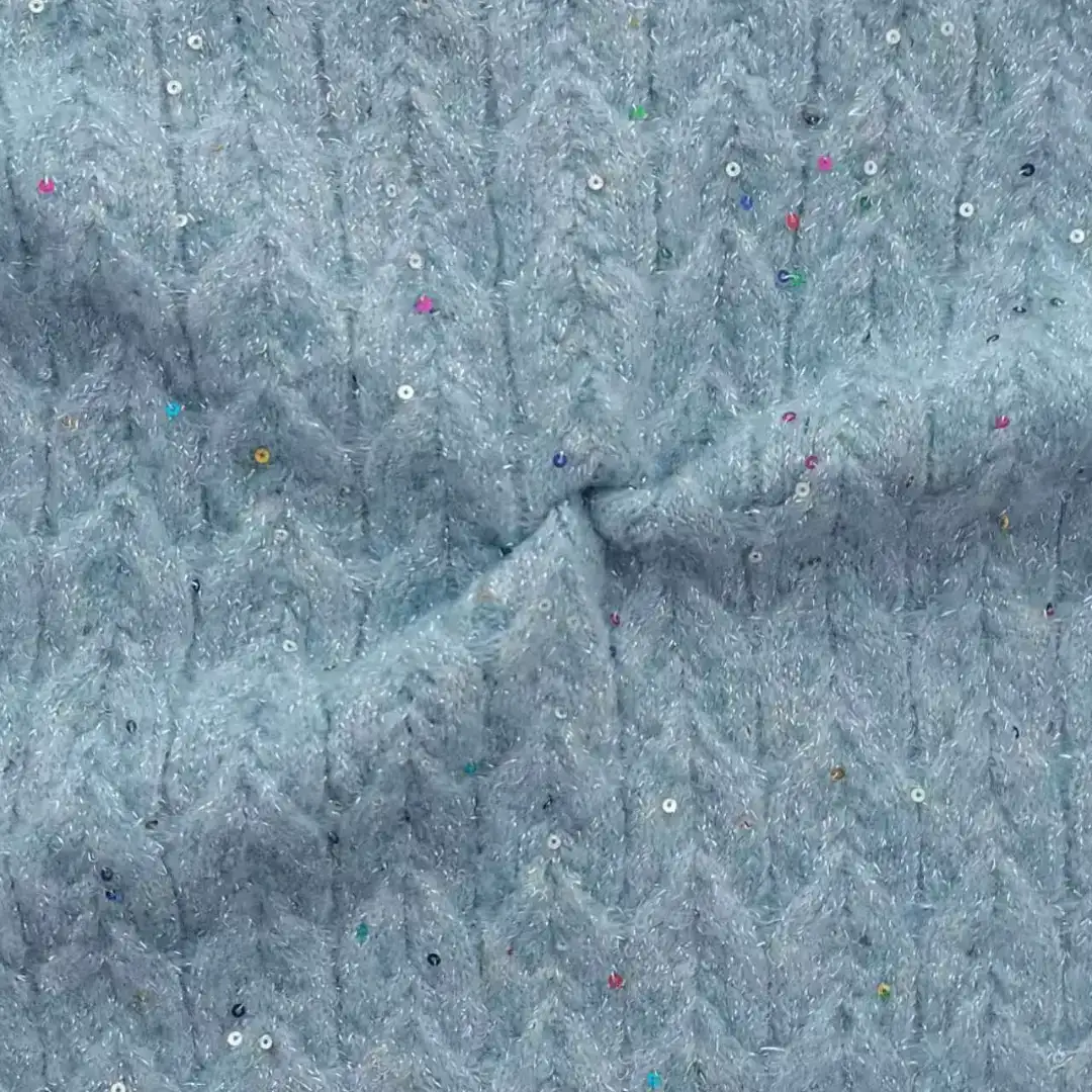 China Yarn for Half-Zipper Cardigan (Sweater),Knitted Jacket (Sweater),Round Neck Pullover (Sweater),Women's Pants (Sweater),Roll Neck Jumper (Sweater) Mossy Yarn Fancy Yarn Recycled Polyester re-nylon Recycled Acrylic RWS Wool Lurex Sequin Blue color buy from China wholesaler bulk order at wholesale price free worldwide shipping Alibaba