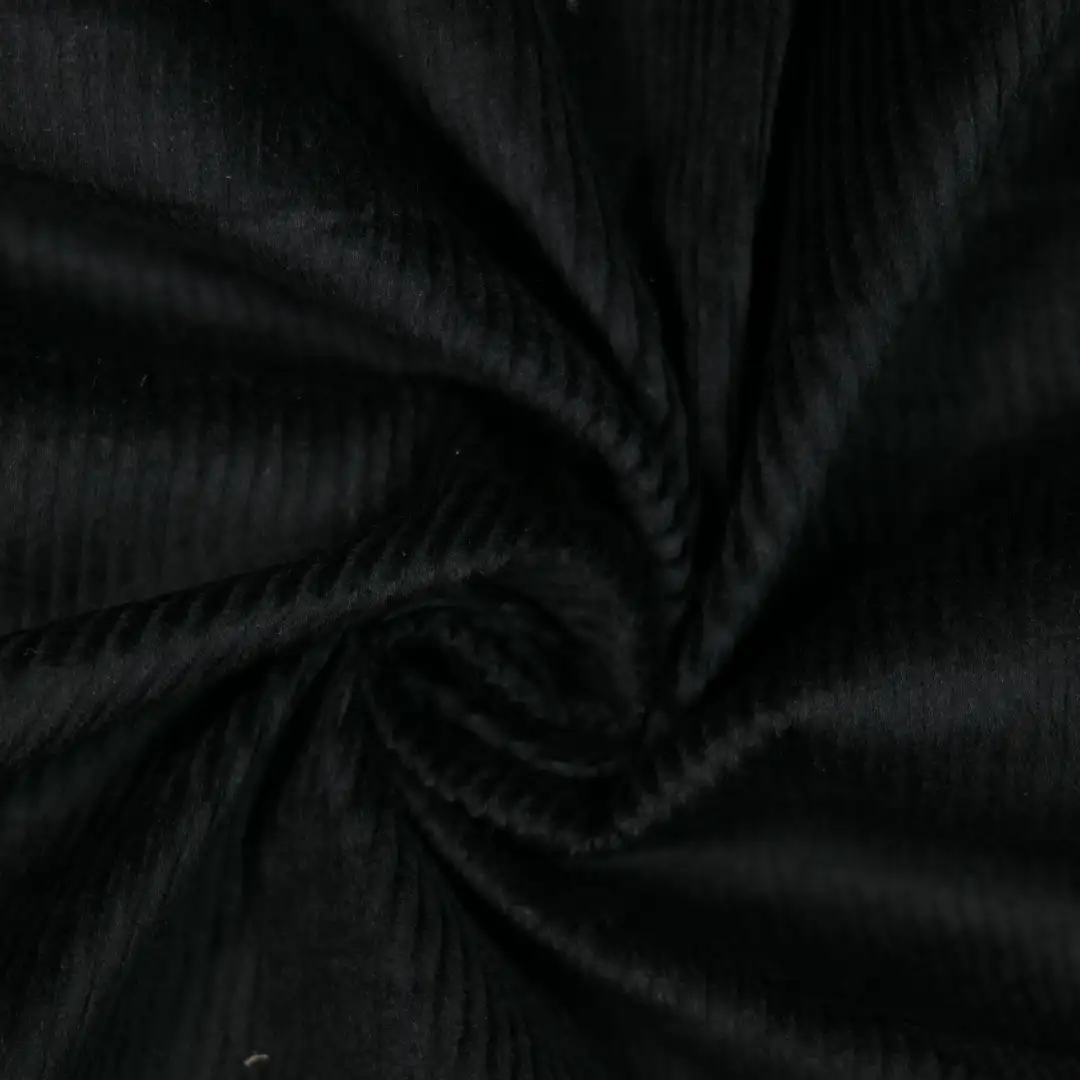 China Fabric for Shorts,Hoodie,Strap Midi Dress,Tank Midi Dress knitted Corduroy Knit Fabric Polyester Spandex black color buy from China wholesaler bulk order at wholesale price free worldwide shipping Alibaba