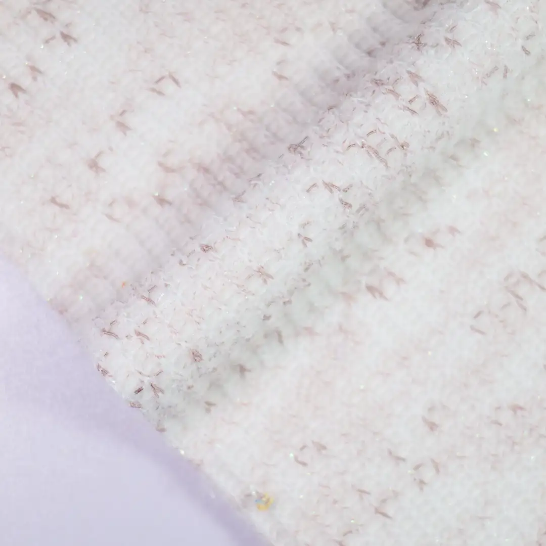 China Fabric for Open Cardigan (Sweater),Round Neck Pullover (Sweater),Crew Neck Pullover (Sweater),Crop Top Pullover (Sweater) Woolen Tweed Woolen Polyester Nylon white color buy from China wholesaler bulk order at wholesale price free worldwide shipping Alibaba