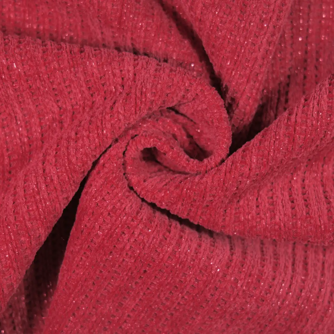 China Fabric for Open Cardigan (Sweater),Round Neck Pullover (Sweater),Crew Neck Pullover (Sweater),Crop Top Pullover (Sweater) Worsted Fancy Suiting Woolen METALLIC GOLD Polyester red color buy from China wholesaler bulk order at wholesale price free worldwide shipping Alibaba