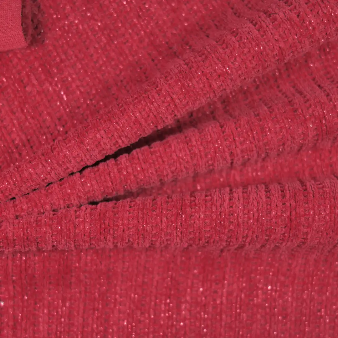 China Fabric for Open Cardigan (Sweater),Round Neck Pullover (Sweater),Crew Neck Pullover (Sweater),Crop Top Pullover (Sweater) Worsted Fancy Suiting Woolen METALLIC GOLD Polyester red color buy from China wholesaler bulk order at wholesale price free worldwide shipping Alibaba