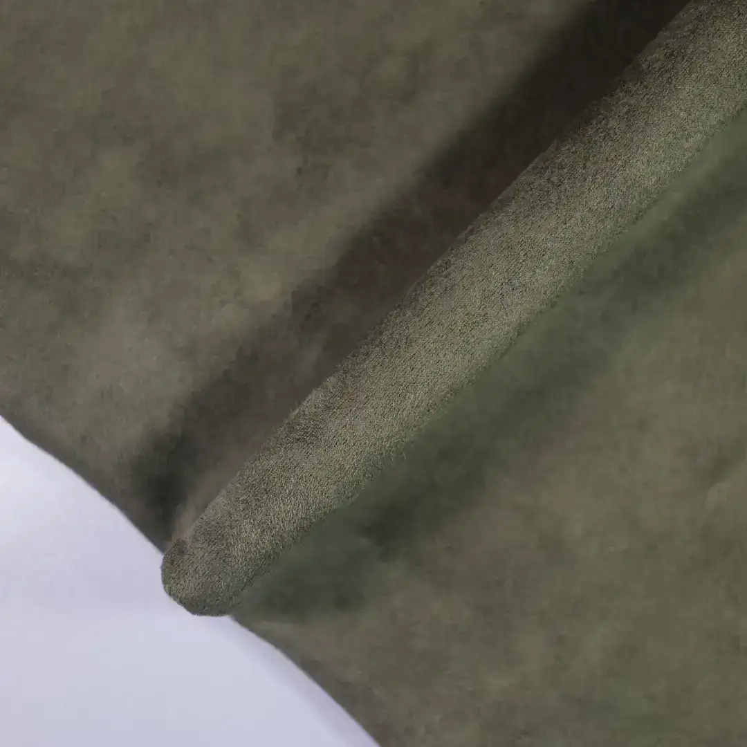 China Fabric for Jackets,Blouse,Trench Coat,Overcoat,Waist coat,Open Waistcoat Suede Knit Fabric Polyester Elastane Military green color buy from China wholesaler bulk order at wholesale price free worldwide shipping Alibaba