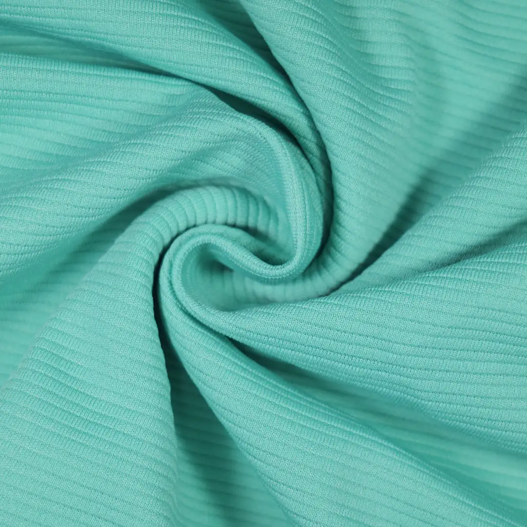 China Fabric for T-Shirt,Skirt,Strap Midi Dress Ottoman Knit Fabric Polyester Spandex Cyan color buy from China wholesaler bulk order at wholesale price free worldwide shipping Alibaba