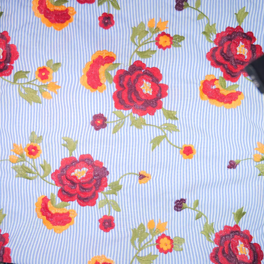 China Fabric for Shirt,Tank Top,Crop Top,Skirt Schiffli Synthetic Woven Fabric Polyester Cotton blue color buy from China wholesaler bulk order at wholesale price free worldwide shipping Alibaba