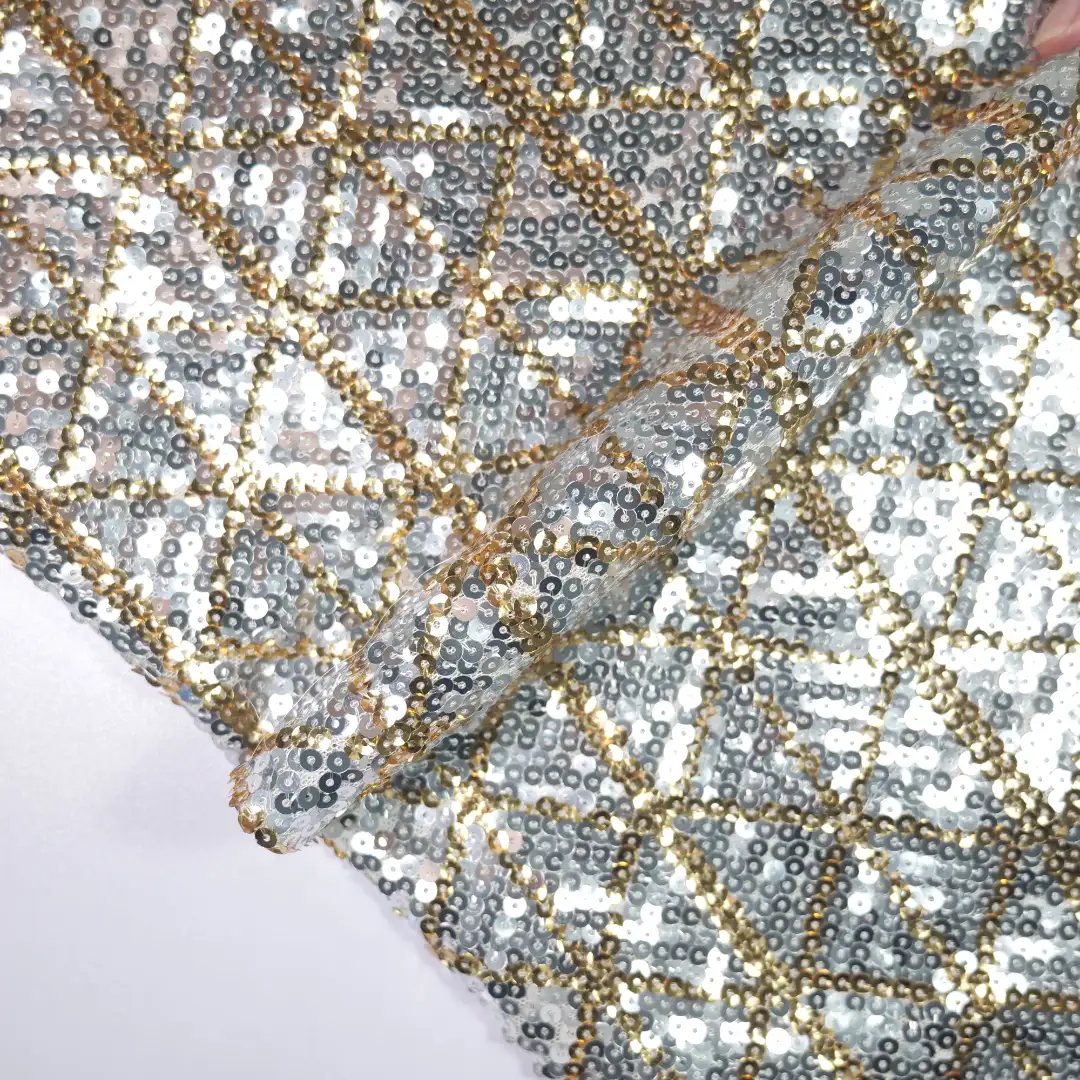 China Fabric for Skirt,Kids Sleeveless Tutu Dress,Puff Sleeve Ruched Dress Sequined Mesh Fabric Knit Fabric Polyester Spandex silver color buy from China wholesaler bulk order at wholesale price free worldwide shipping Alibaba