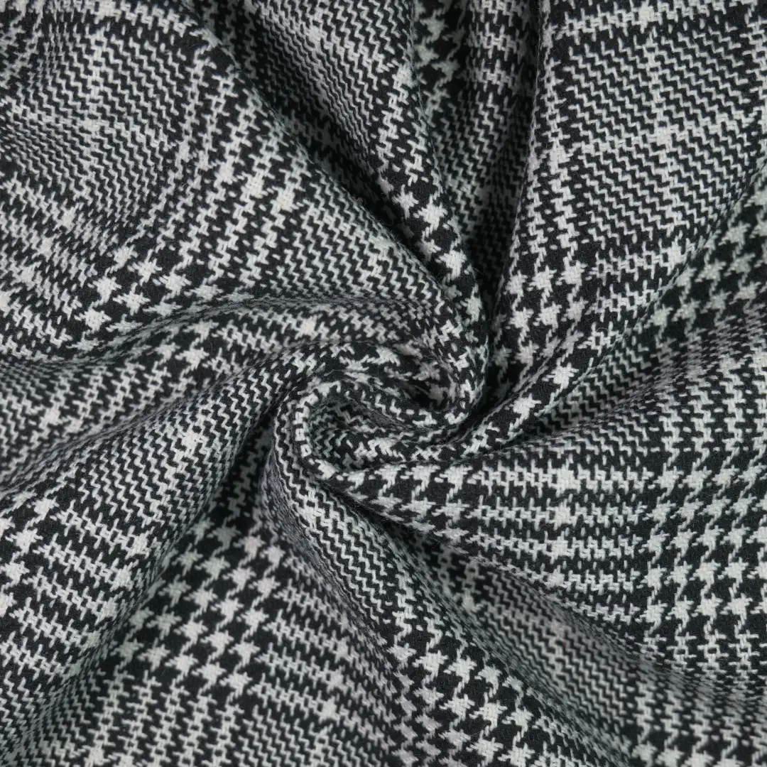 China Fabric for Jackets,Overcoat,Suit,Pleated Midi Skirt,Fringe Jacket,Double-Breasted Coat Yarn Dyed Check Synthetic Woven Fabric Polyester black color buy from China wholesaler bulk order at wholesale price free worldwide shipping Alibaba