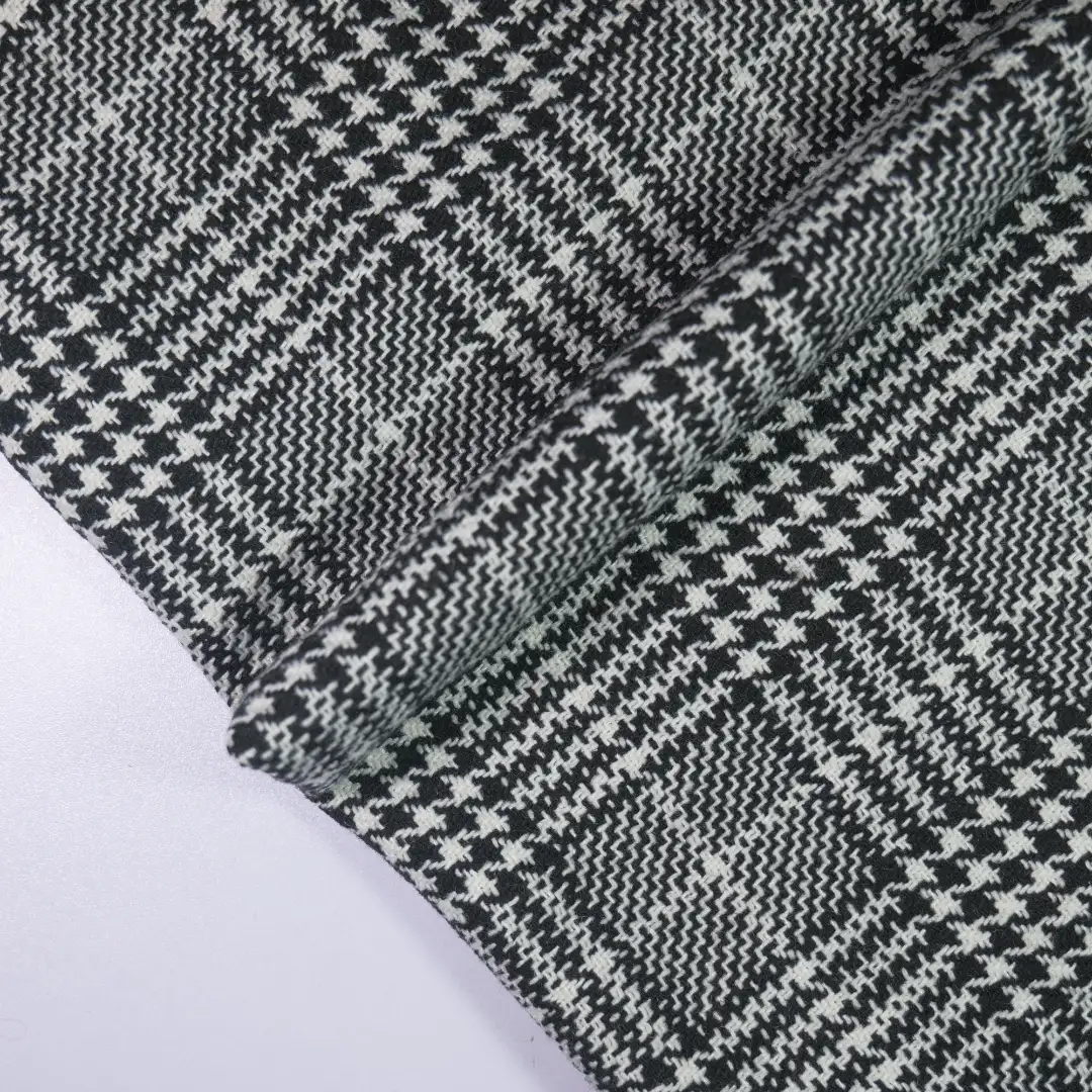 China Fabric for Jackets,Overcoat,Suit,Pleated Midi Skirt,Fringe Jacket,Double-Breasted Coat Yarn Dyed Check Synthetic Woven Fabric Polyester black color buy from China wholesaler bulk order at wholesale price free worldwide shipping Alibaba
