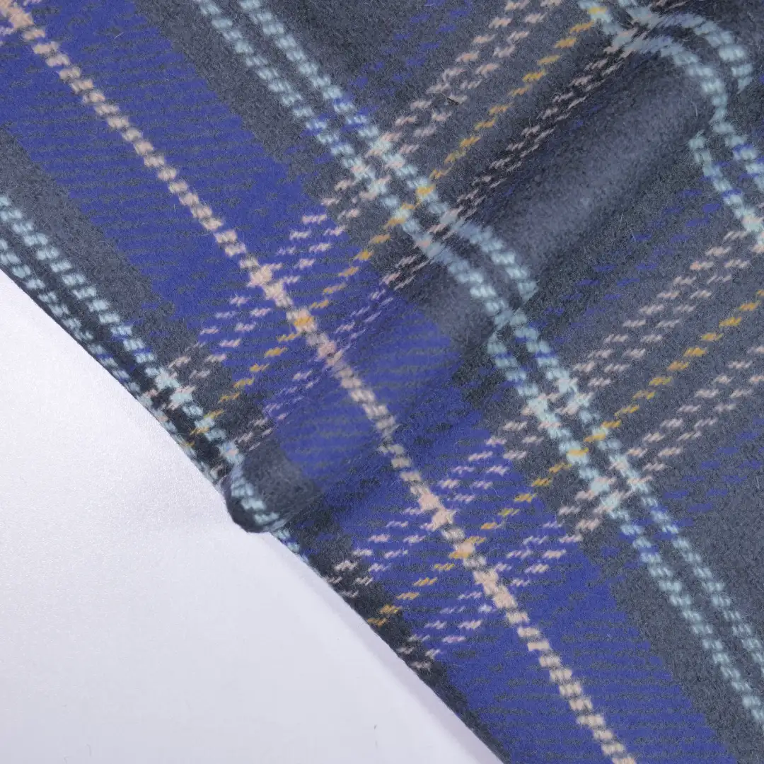 China Fabric for Jackets,Skirt,Double-Breasted Coat Yarn Dyed Check Woven Blended Fabric Polyester Wool Acrylic Navy color buy from China wholesaler bulk order at wholesale price free worldwide shipping Alibaba