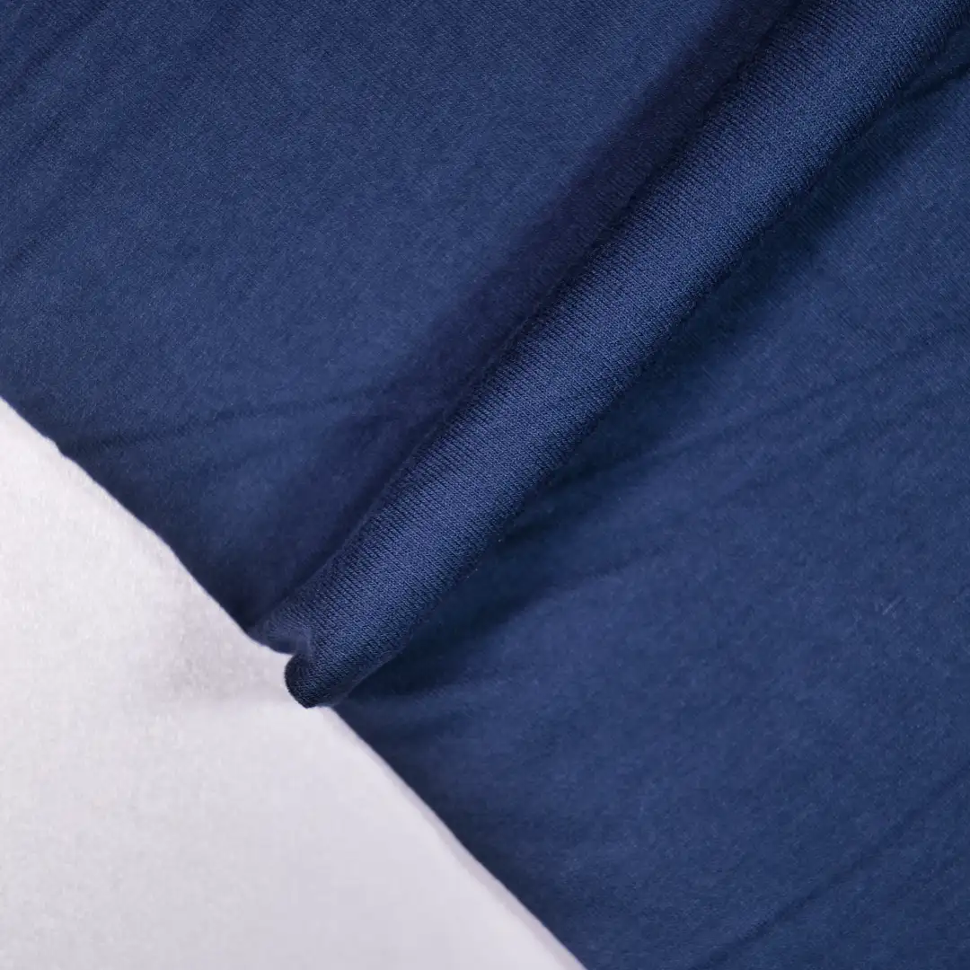 China Fabric for T-Shirt Single Jersey Knit Fabric Viscose Elastane Dark blue color buy from China wholesaler bulk order at wholesale price free worldwide shipping Alibaba