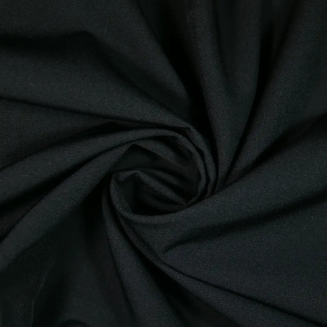 China Fabric for Pants Polyester/Rayon Plain Woven Blended Fabric Polyester Elastane black color buy from China wholesaler bulk order at wholesale price free worldwide shipping Alibaba