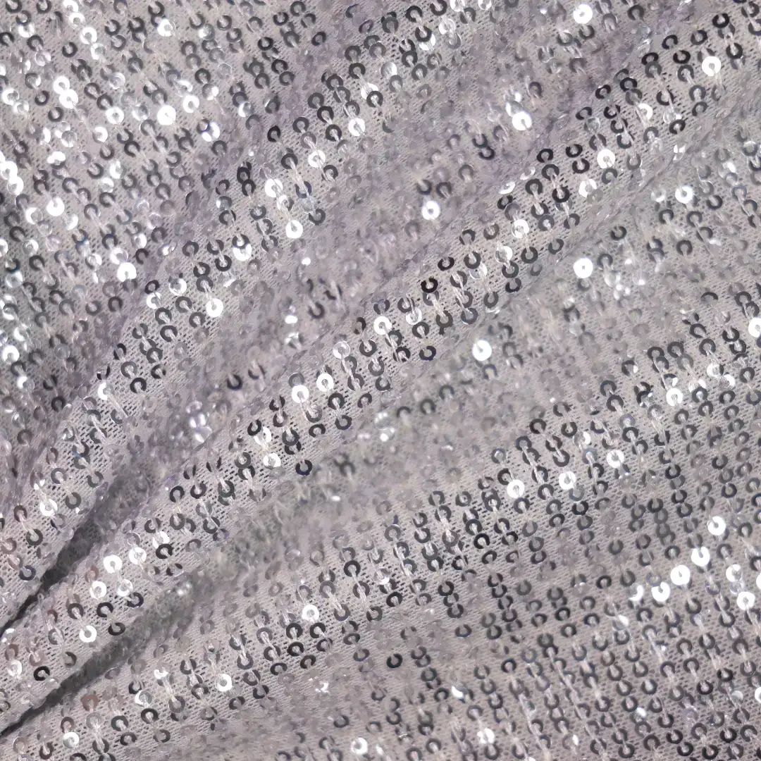 China Fabric for Crop Top,Skirt Mesh Knit Fabric Polyester Spandex Silver color buy from China wholesaler bulk order at wholesale price free worldwide shipping Alibaba
