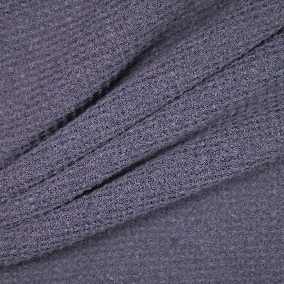 China Fabric for Waist coat,Long Sleeve Base Layer Top,Ruched Cuffs Big Collar Top,Womens Crop Top and Midi Skirt Set Waffle Knit Fabric Polyester Spandex grey purple color buy from China wholesaler bulk order at wholesale price free worldwide shipping Alibaba