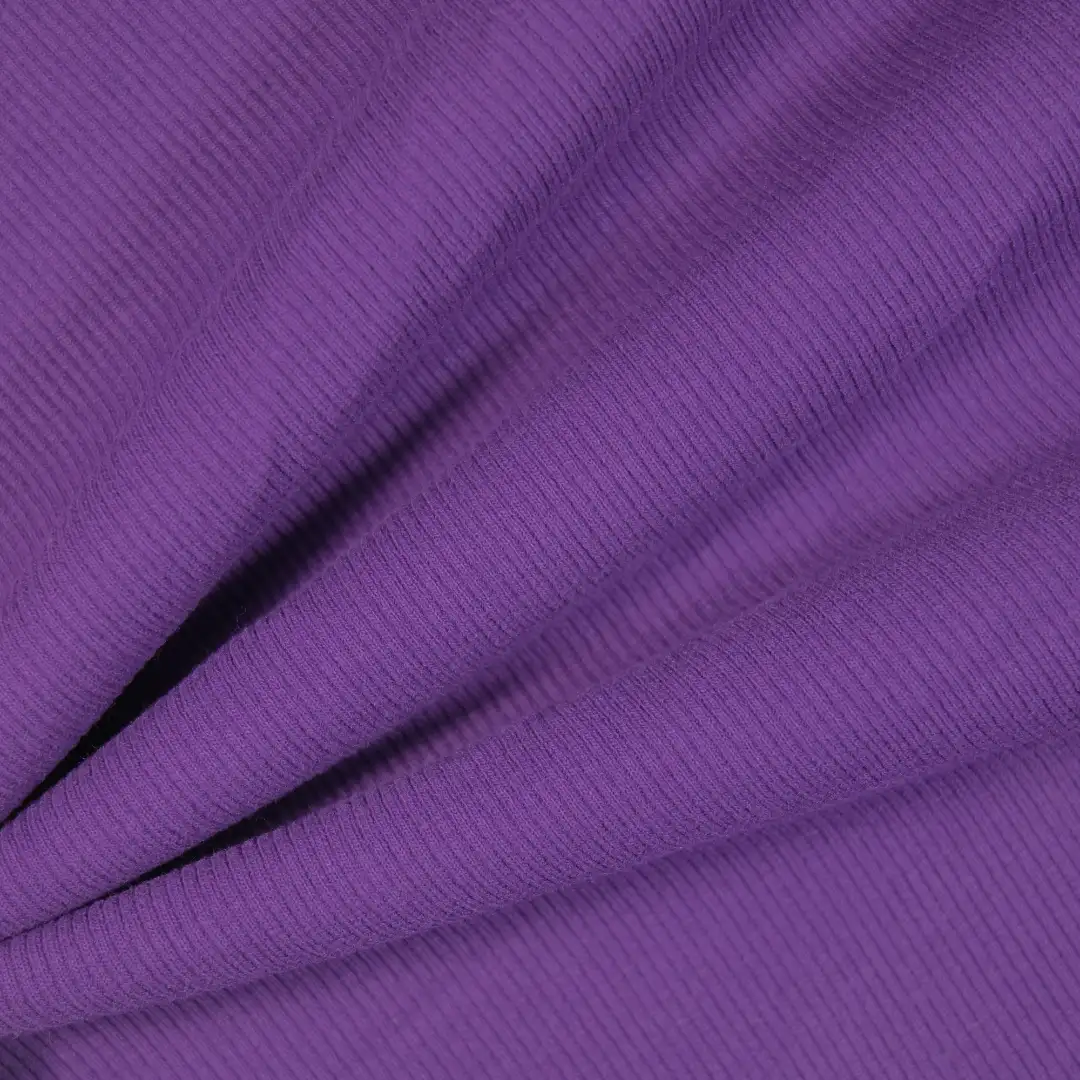 China Fabric for T-Shirt,Skirt,Shorts,Long Sleeve Base Layer Top Rib Knit Fabric Cotton Polyester Spandex purple color buy from China wholesaler bulk order at wholesale price free worldwide shipping Alibaba