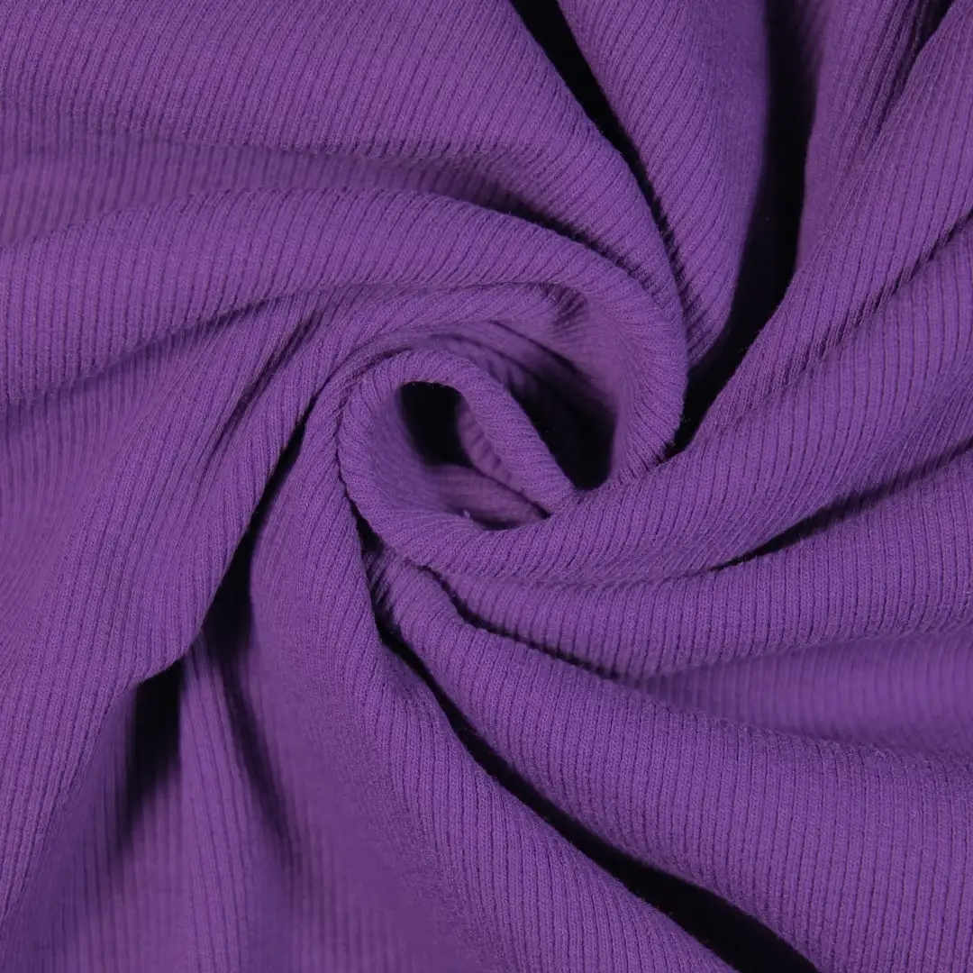 China Fabric for T-Shirt,Skirt,Shorts,Long Sleeve Base Layer Top Rib Knit Fabric Cotton Polyester Spandex purple color buy from China wholesaler bulk order at wholesale price free worldwide shipping Alibaba