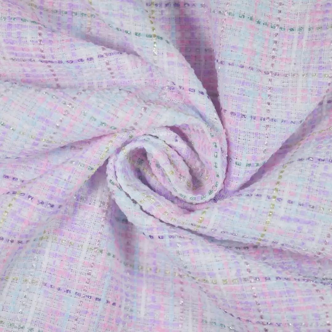 China Fabric for Jackets,Blazer,Skirt Chanel-Style Fabric Woolen Polyester pink color buy from China wholesaler bulk order at wholesale price free worldwide shipping Alibaba