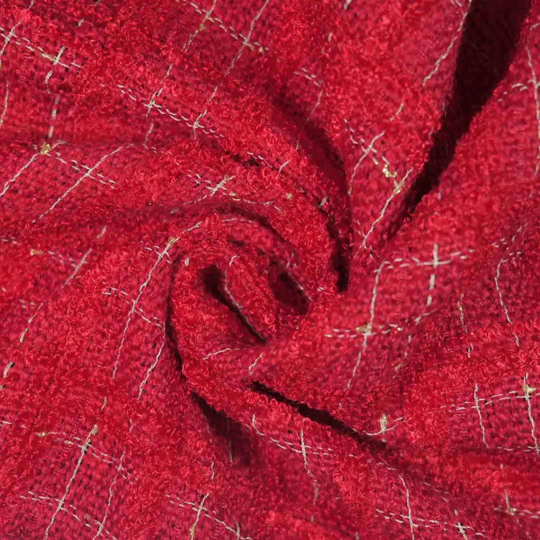China Fabric for Jackets,Blazer,Skirt Chanel-Style Fabric Woolen Polyester red color buy from China wholesaler bulk order at wholesale price free worldwide shipping Alibaba