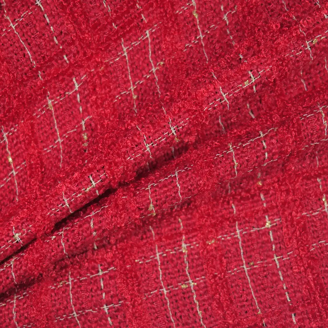 China Fabric for Jackets,Blazer,Skirt Chanel-Style Fabric Woolen Polyester red color buy from China wholesaler bulk order at wholesale price free worldwide shipping Alibaba
