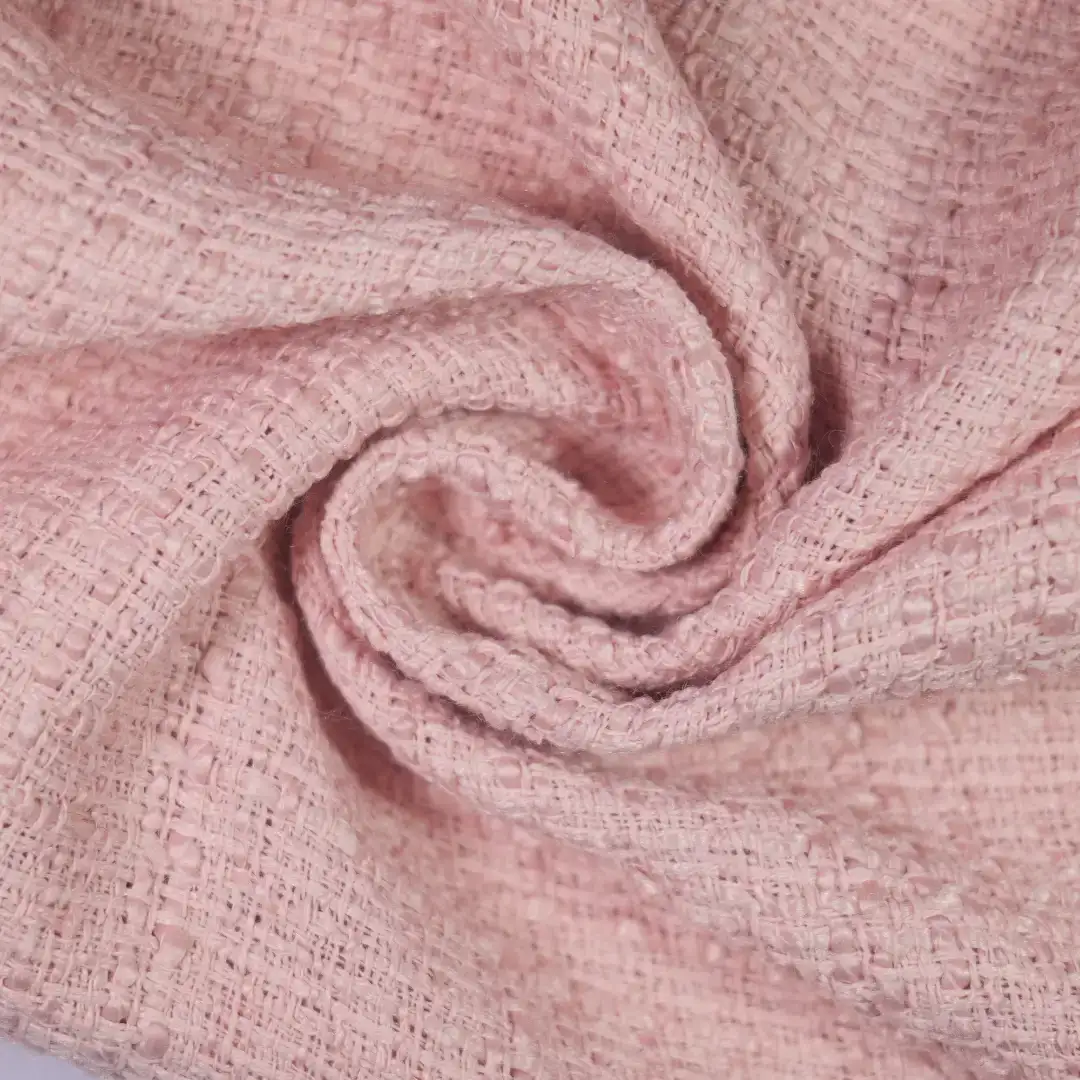 China Fabric for Jackets,Blazer,Trench Coat Chanel-Style Fabric Woolen Polyester pink color buy from China wholesaler bulk order at wholesale price free worldwide shipping Alibaba