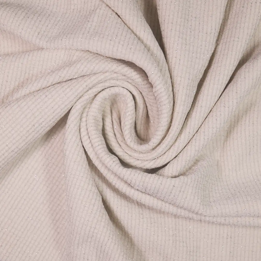 China Fabric for Shirt,Crop Top,Skirt Jacquard Knit Fabric Polyester Spandex Mohair Beige color buy from China wholesaler bulk order at wholesale price free worldwide shipping Alibaba