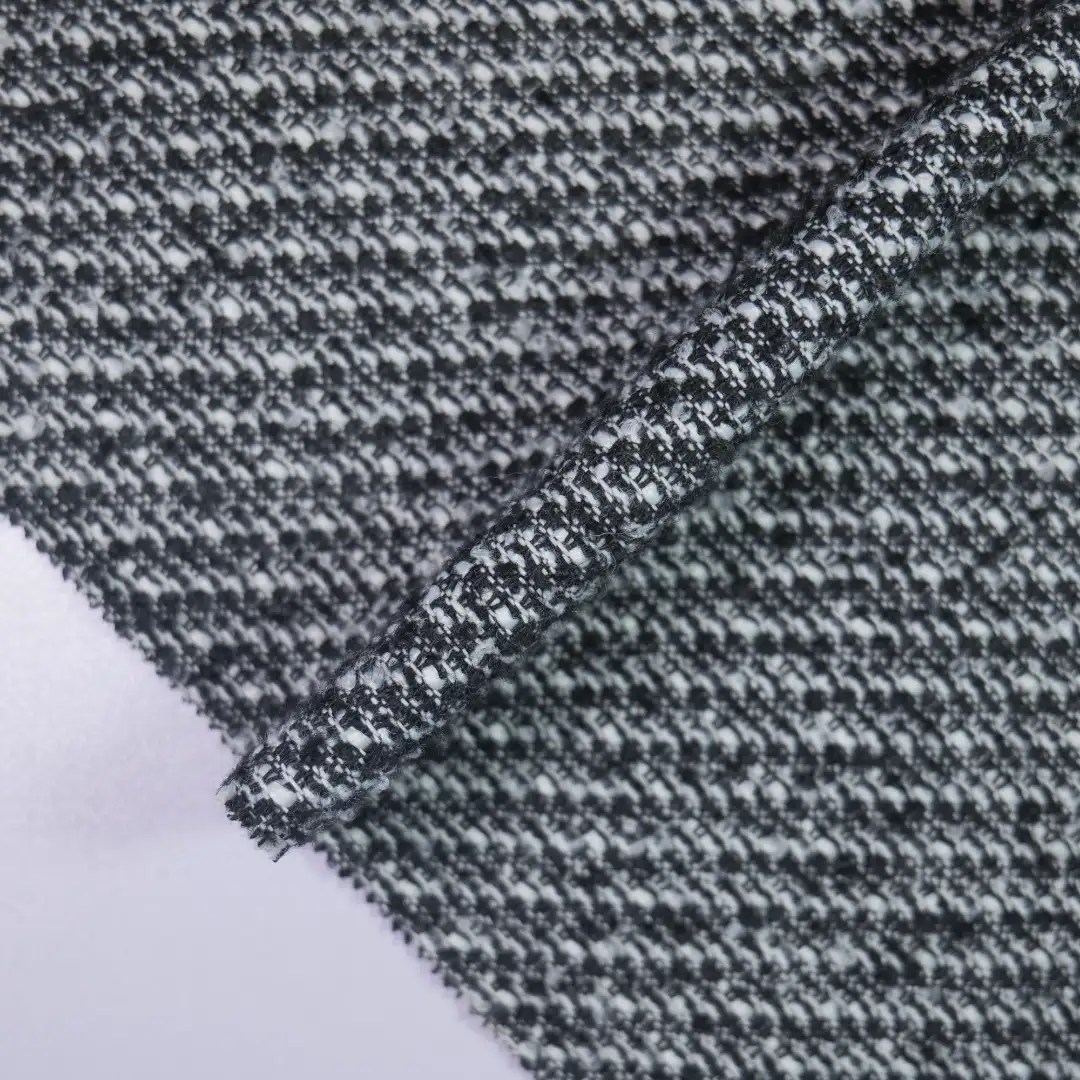 China Fabric for Jackets,Blazer,Trench Coat Woolen Tweed Woolen Polyester BLACK color buy from China wholesaler bulk order at wholesale price free worldwide shipping Alibaba