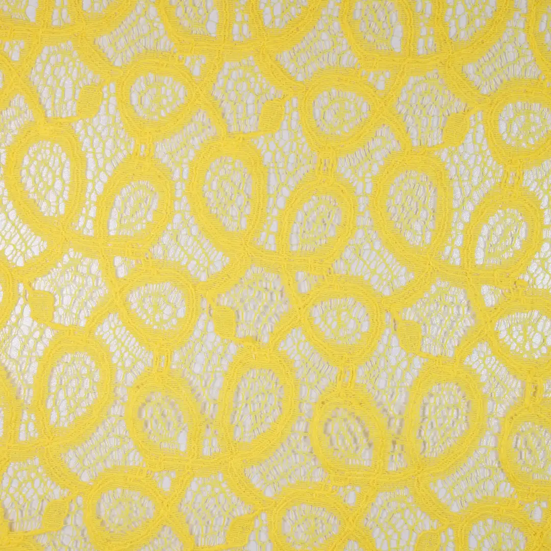 China Fabric for Gathered Strappy Mini Dress,Backless Beach Dress,Strap Midi Dress Lace Knit Fabric Nylon Spandex yellow color buy from China wholesaler bulk order at wholesale price free worldwide shipping Alibaba