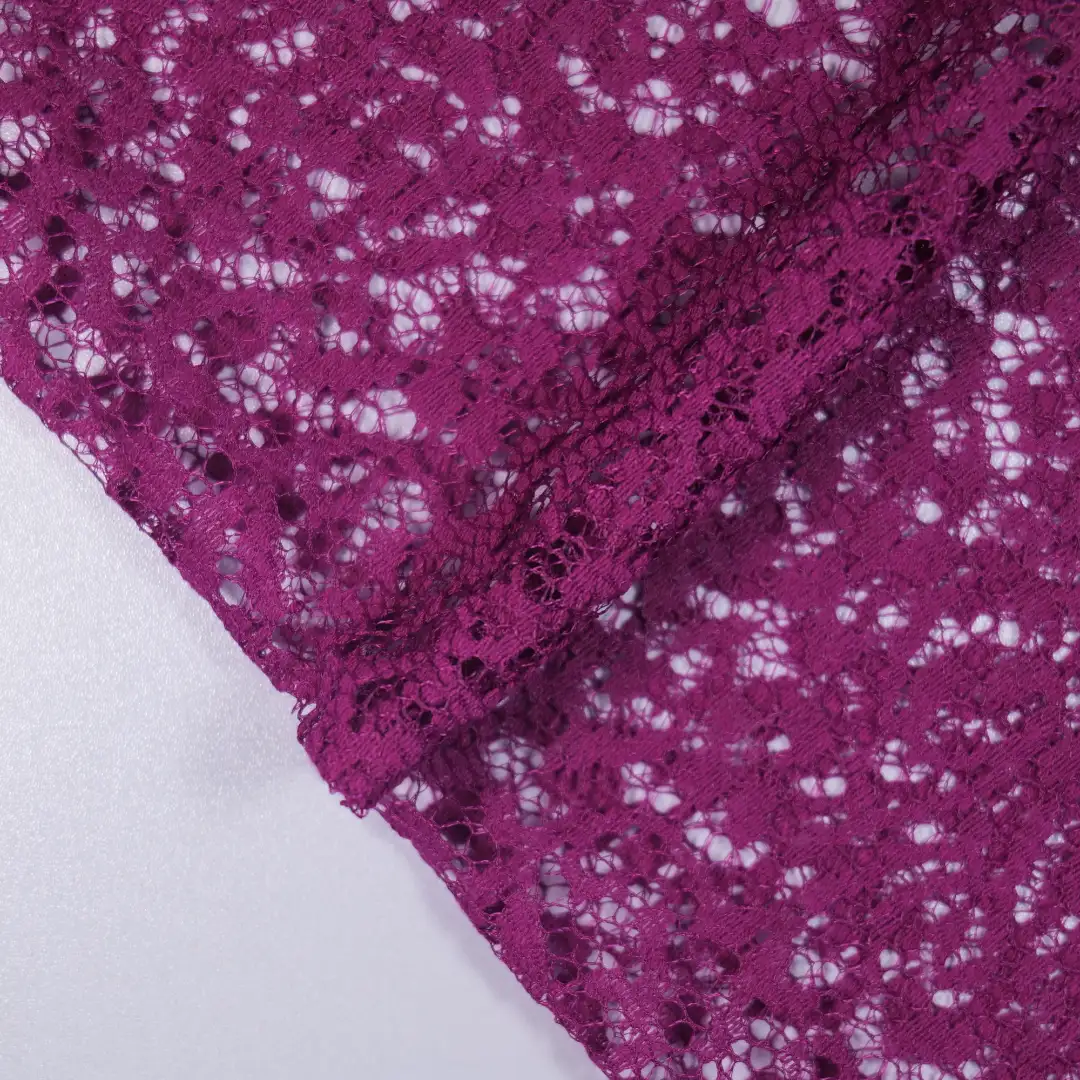 China Fabric for Backless Beach Dress,Kids Lace Trim Dress,Ladies Pleated Lace Shorts Lace Knit Fabric Polyester purple color buy from China wholesaler bulk order at wholesale price free worldwide shipping Alibaba