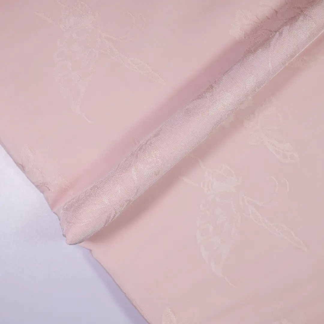 China Fabric for Shirt,Skirt,Backless Beach Dress,Puffball Strappy Dress Cotton/Rayon Jacquard Woven Blended Fabric Viscose Rayon pink color buy from China wholesaler bulk order at wholesale price free worldwide shipping Alibaba
