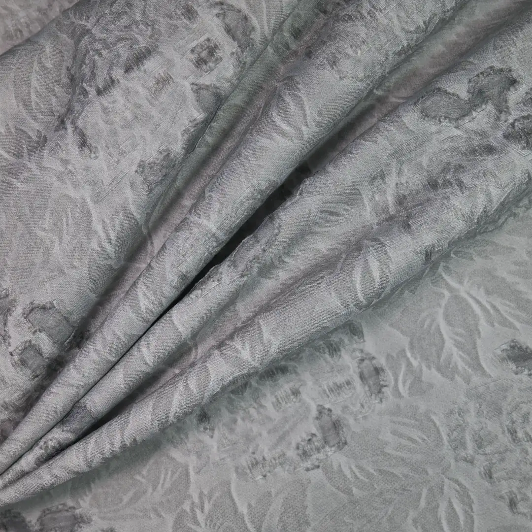 China Fabric for Shirt,Skirt,Backless Beach Dress,Puffball Strappy Dress Jacquard Woven Blended Fabric Rayon Nylon grey color buy from China wholesaler bulk order at wholesale price free worldwide shipping Alibaba