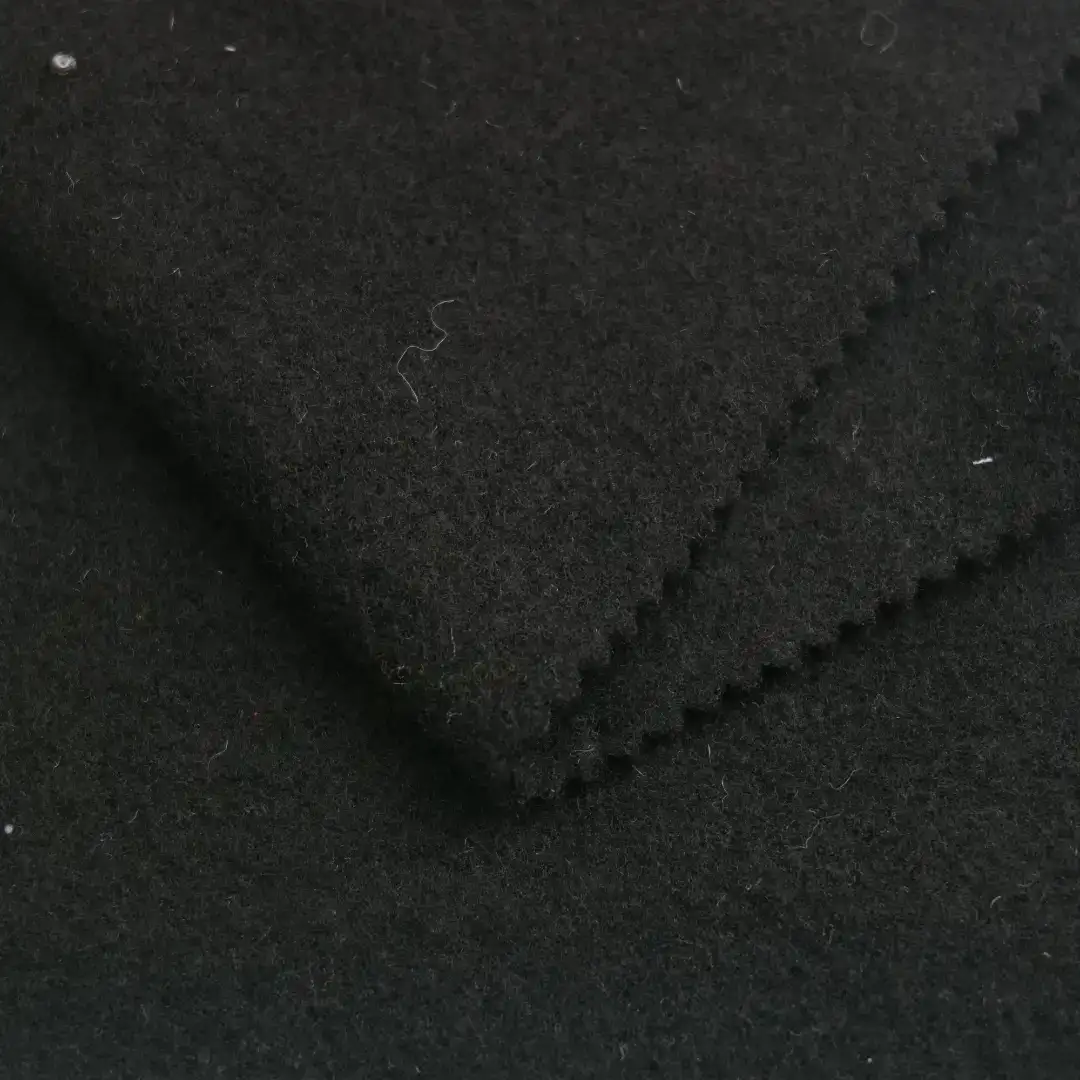 China Fabric for Overcoat Fleece Knit Fabric Wool Polyester Black color buy from China wholesaler bulk order at wholesale price free worldwide shipping Alibaba
