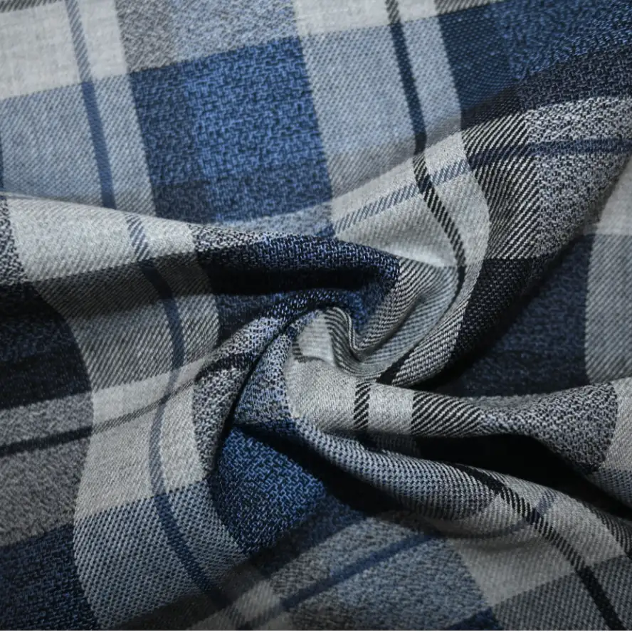 India Fabric for Shirt Cotton YD Twill Natural Woven Fabric Cotton Navy/Grey Check color buy from India wholesaler bulk order at wholesale price free worldwide shipping Alibaba
