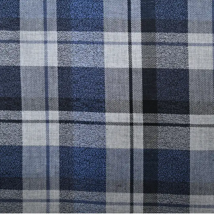 India Fabric for Shirt Cotton YD Twill Natural Woven Fabric Cotton Navy/Grey Check color buy from India wholesaler bulk order at wholesale price free worldwide shipping Alibaba