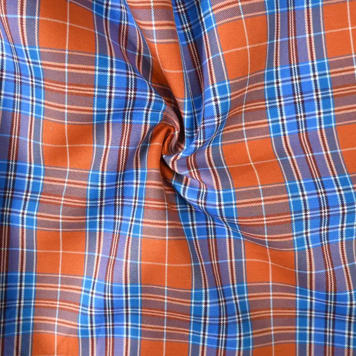 India Fabric for Shirt Cotton YD Twill Natural Woven Fabric Cotton Multi color Check color buy from India wholesaler bulk order at wholesale price free worldwide shipping Alibaba