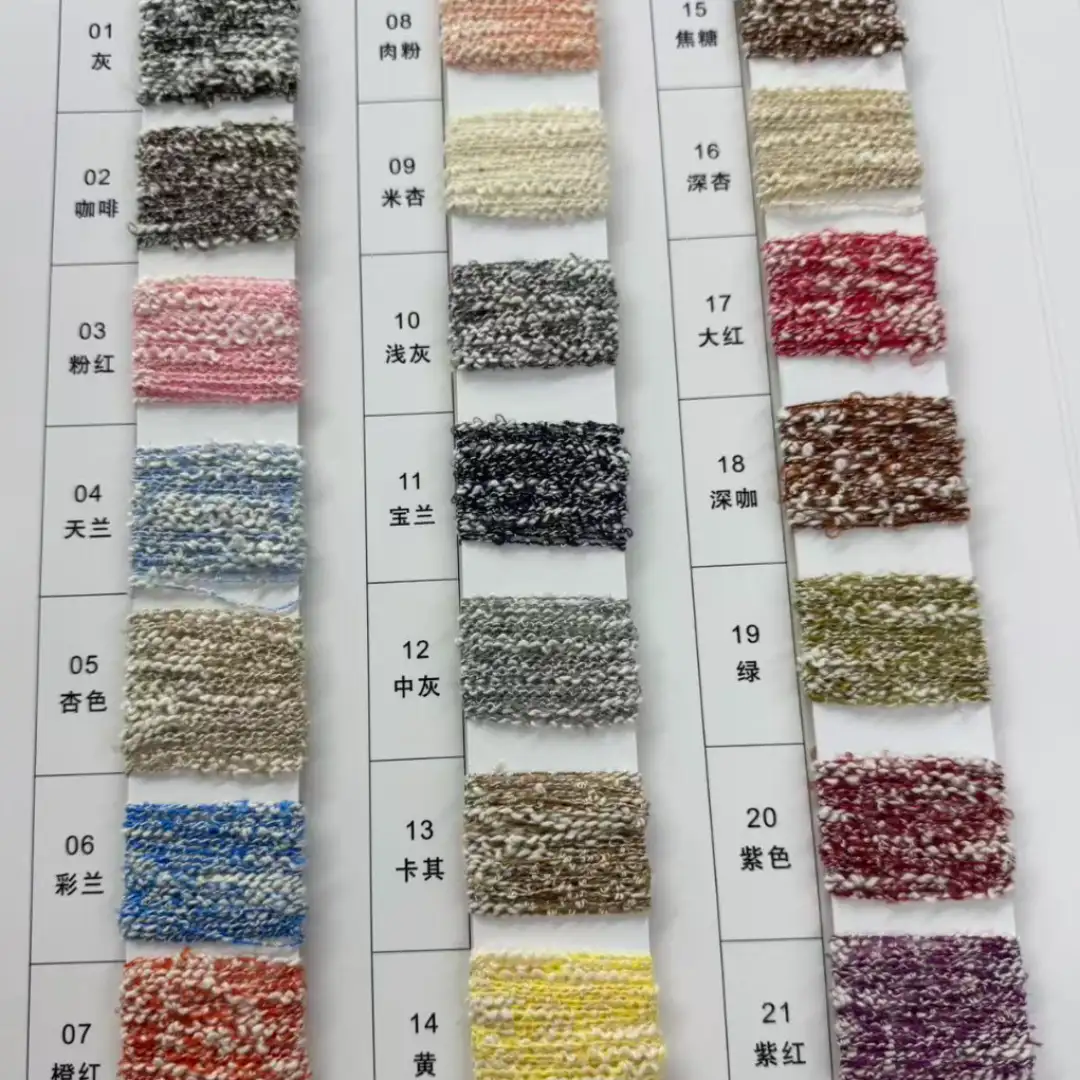 China Yarn for Ladies Vest (Sweater),Half-Zipper Cardigan (Sweater),Crop Top Pullover (Sweater),T-shirt (Sweater),V-Neck Button Up Cardigan (Sweater) Boucle Yarn Fancy Yarn Cotton Polyester Multicolour color buy from China wholesaler bulk order at wholesale price free worldwide shipping Alibaba