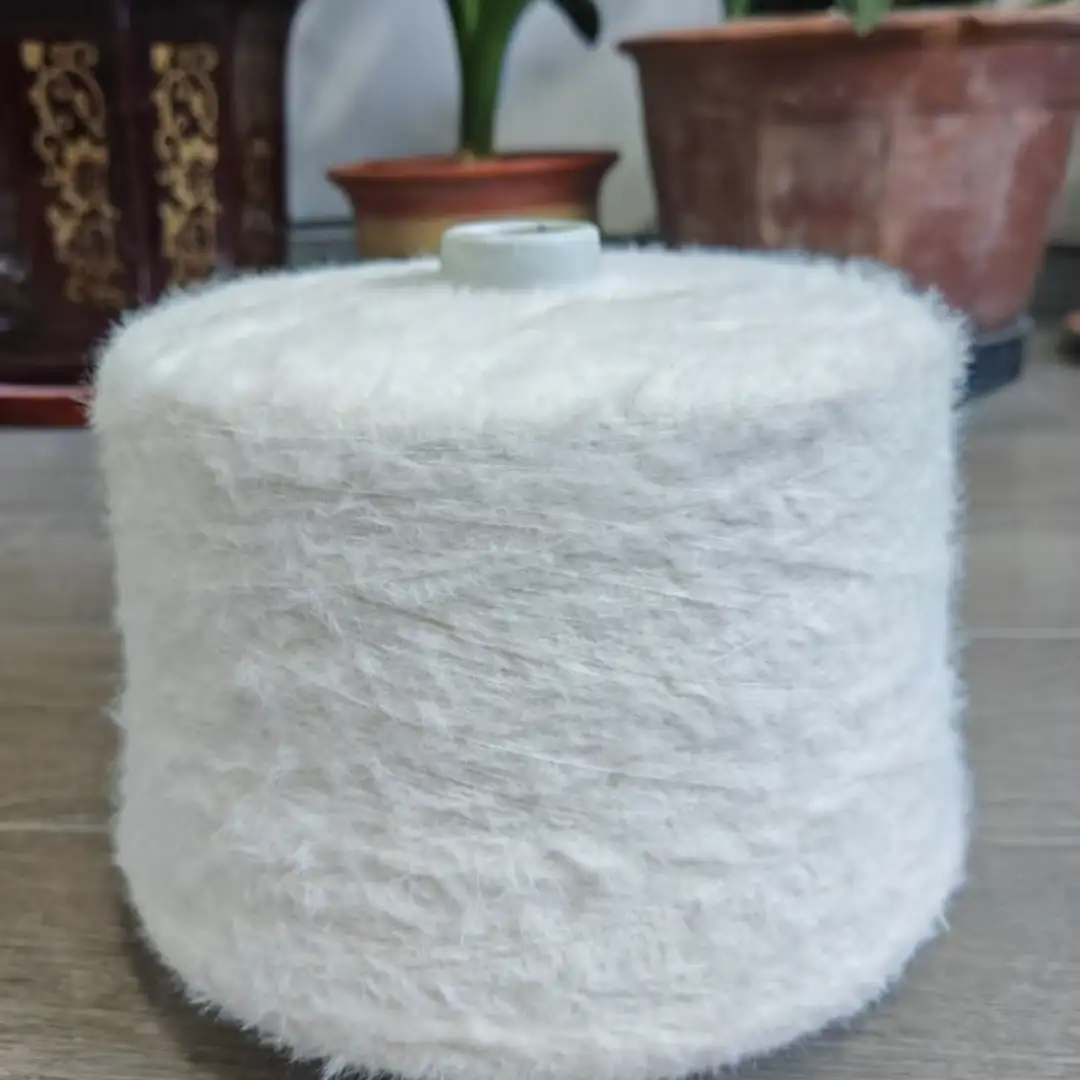 China Yarn for Open Cardigan (Sweater),Half-Zipper Cardigan (Sweater),Shirt Long Sleeve Button (Sweater) Cat Feather Yarn Fancy Yarn Nylon white color buy from China wholesaler bulk order at wholesale price free worldwide shipping Alibaba
