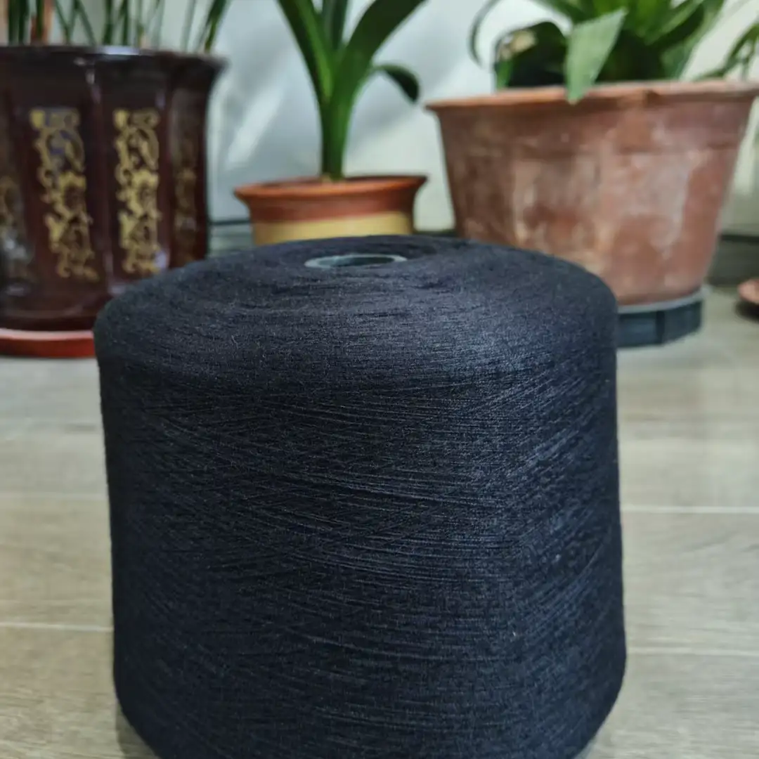 China Yarn for Open Cardigan (Sweater),Full-Zipper Cardigan (Sweater),Half-Zipper Cardigan (Sweater) Core Spun Yarn Regular Yarn Viscose Polyester Nylon BLACK color buy from China wholesaler bulk order at wholesale price free worldwide shipping Alibaba