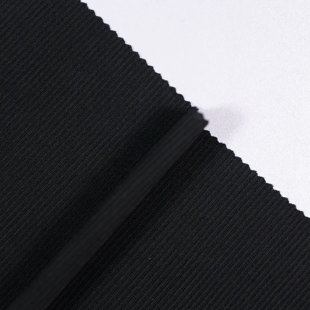 China Fabric for T-Shirt,Skirt Rib Knit Fabric Polyester Recycled Spandex black color buy from China wholesaler bulk order at wholesale price free worldwide shipping Alibaba