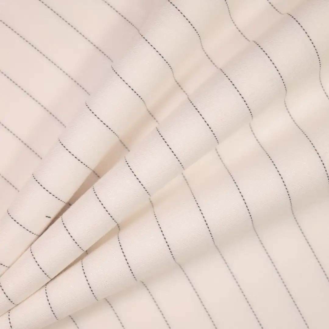 China Fabric for Pants,Skirt,Suit,Uniform Yarn Dyed Stripe Woven Blended Fabric Polyester Rayon Spandex white color buy from China wholesaler bulk order at wholesale price free worldwide shipping Alibaba