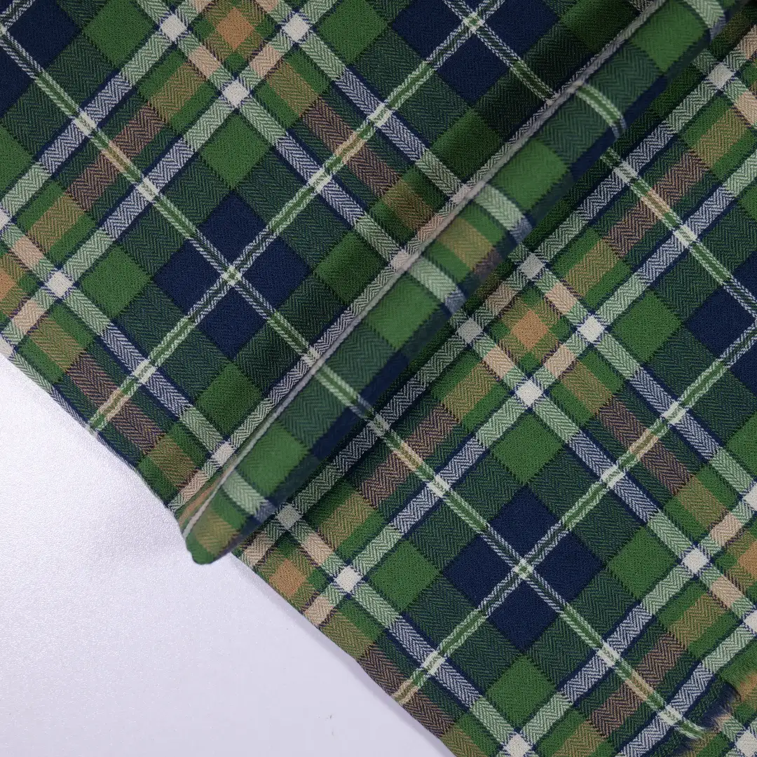 China Fabric for Shirt,Sleeveless Waist Shirt,Cropped V-Neck Shirt Yarn Dyed Check Natural Woven Fabric Cotton green blue color buy from China wholesaler bulk order at wholesale price free worldwide shipping Alibaba