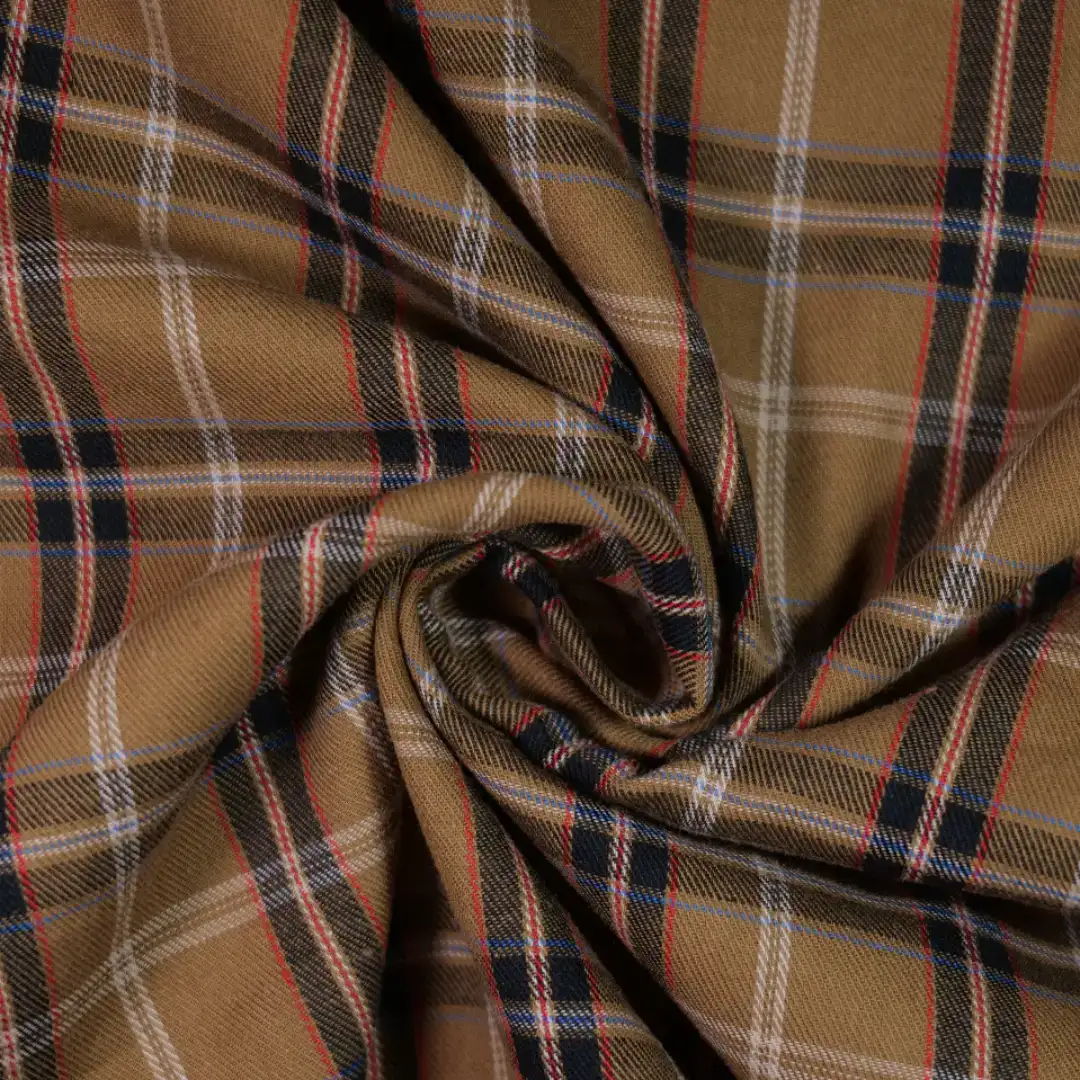 China Fabric for Shirt,Cropped V-Neck Shirt,V-Neck Short Sleeve Shirt V Yarn Dyed Check Natural Woven Fabric Cotton brown black color buy from China wholesaler bulk order at wholesale price free worldwide shipping Alibaba