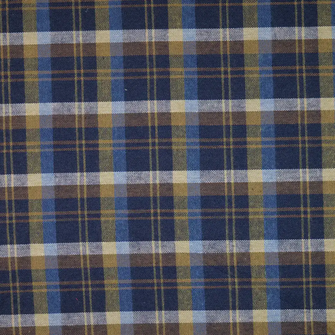 China Fabric for Shirt,Cropped V-Neck Shirt,Ladies  Minimalist Sleeveless Polo Shirt Yarn Dyed Check Natural Woven Fabric Cotton blue brown white color buy from China wholesaler bulk order at wholesale price free worldwide shipping Alibaba