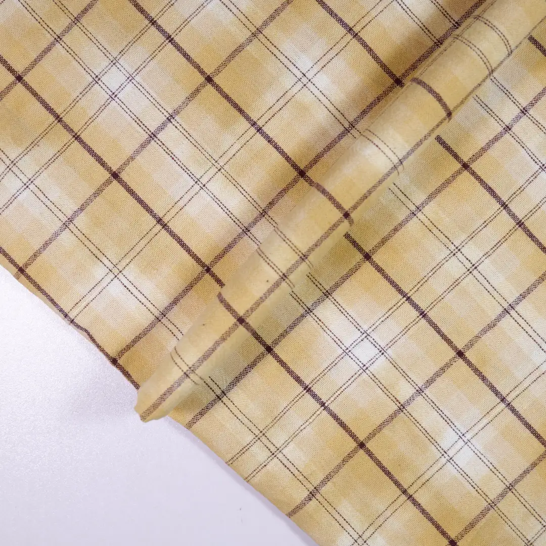 China Fabric for Shirt,Casual Long Sleeve Crop Shirt,Womens Slim Fit Shirt Yarn Dyed Check Natural Woven Fabric Cotton light coffee color buy from China wholesaler bulk order at wholesale price free worldwide shipping Alibaba