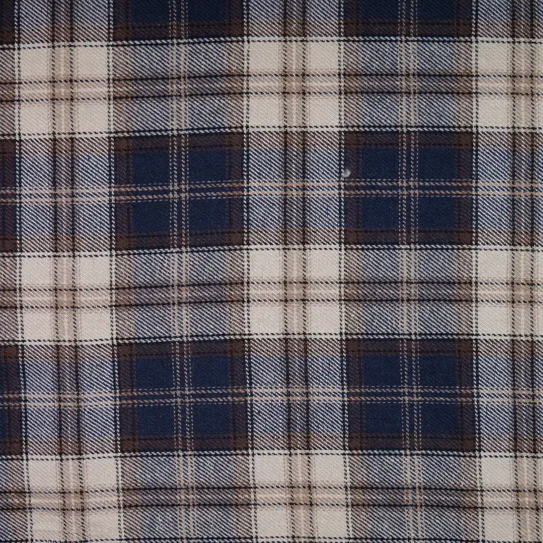 China Fabric for Shirt,Cropped V-Neck Shirt,V-Neck Short Sleeve Shirt V Yarn Dyed Check Woven Blended Fabric Cotton GREY BROWN color buy from China wholesaler bulk order at wholesale price free worldwide shipping Alibaba